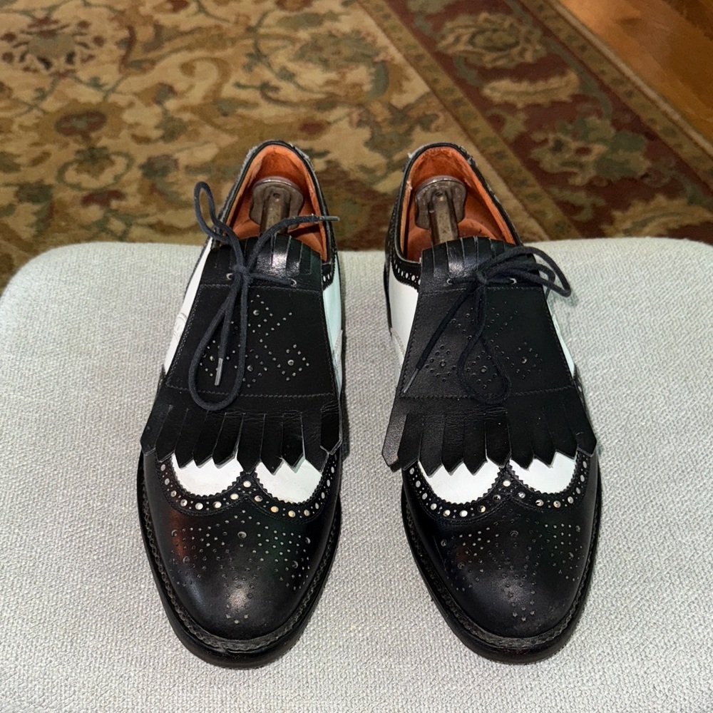 Vintage POLO By RALPH LAUREN Black & White Wingtips/Brogue Golf Shoes Size 8.5D